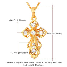 Vintage Cross Pendant With Luxury Cubic Zirconia 2015 New 18K Real Gold Plated Women Men Jewelry