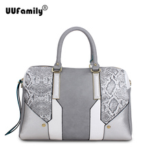 UU Family UU101 2016 Casual Ladies Handbags Women Python Tote Bag Patchwork Boston Bags Crossbody Python sac a main Bolsos Mujer
