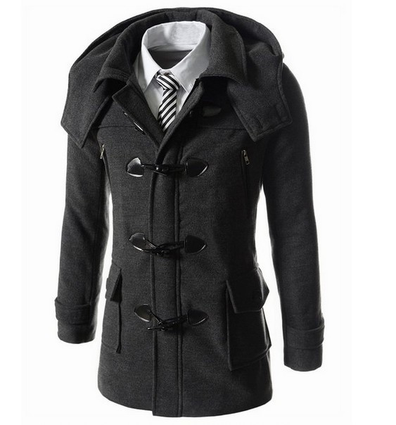 Moda Stylish Men casacos 2016 homens de lã masculina Trench casacos de inverno casaco de lã botão da buzina casaco de lã casacos M-XXL