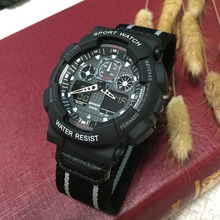 Venta al por mayor camuflaje multifunción de doble pantalla electrónica militar exterior impermeable a prueba de golpes deportes cinturón de tela GA100 reloj