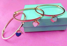 Free shipping Titanium Lover Couple Heart Lock Jewelry Keyhole Heart-Shape Women Bangle + Keys Square Tag Men Pendant