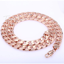 12mm Boys Mens Chain Cut Curb Rose Yellow Gold Filled Necklace GF Wholesale Jewelry Customized Gift