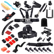 Gopro Hero Accessories Set Helmet Harness Chest Belt Head Mount Strap Monopod Go pro hero3 4 3+ Sj4000 xiaomi yi Black Kit GS43