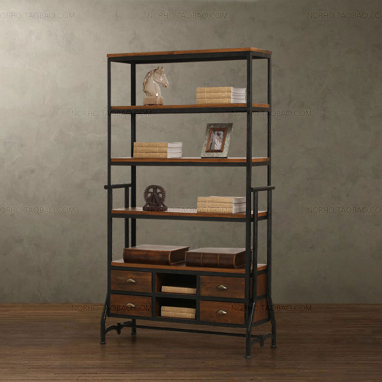 Shelf Wine Picture More Detailed About American Retro American Retro Loft Style Wood Bookcases Do The Old Wrought Iron Drawer Bookcase Shelves
