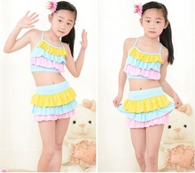 Summer Lovely Kids Floral Swim Suit Fresh Comfortable Swimsuit For Girl 14 Two Pieces Pants New Bathing Suit Girls