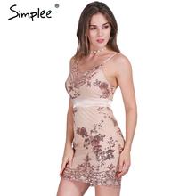 Simplee Apparel Evening party elegant sequin dress Women sexy v neck bodycon dress 2016 short beach summer dress mesh vestidos