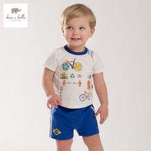 DB3936 dave bella summer baby boys sports clothing set kids Olympic series clothes boys cool soft clothing set kids football set