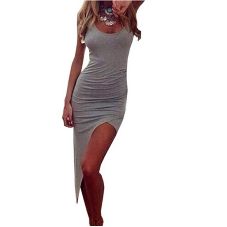 -summer-women-s-round-neck-sleeveless-gray-dress-party-dress-casual ...