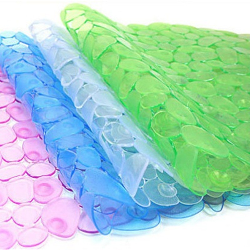 Bathroom Supplies Cobblestone Anti Slip Bath Mat with Suction Cup Waterproof PVC Multi Colored Mats