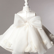 2016 summer baby girl christening gowns 1 year birthday dress Big bow fashion tutu wedding baptism
