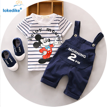Cartoon Mouse Baby Boy Clothing Set 2016 New Toddler Boys Clothing Set Summer Fashion Kids Clothes T-shirt+Suspender Pants T548