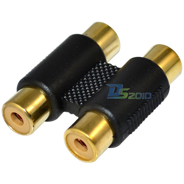 High Quality Brand New Gold Plated 2 Fmale 2 Female RCA Cable Joiner Coupler Adapter