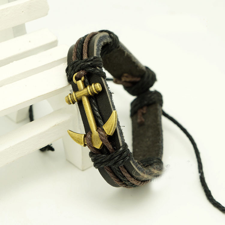 Unisex Pu Leather Rope Bracelet For Men Women Anchors Woven Bracelet Charm Male Bangle Bracelet Chain