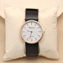 New Arrival Geneva Brand Men’s Fashion Wristwatch PU Leather Band Quartz Clock Platinum Case Relogios Men Watches
