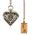 Heart Shaped Hollow Alice in Wonderland Drink Men Tag Pocket Watch Women Ladies Luxury Pendant Gift