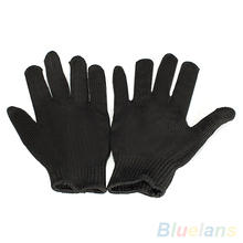 1 Pair Black Protect Stainless Steel Wire Safety Cut Metal Mesh Butcher Gloves 1U91 39V4