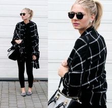 New Lady Women Blanket black white Plaid Cozy Checked font b Tartan b font Scarf Wraps