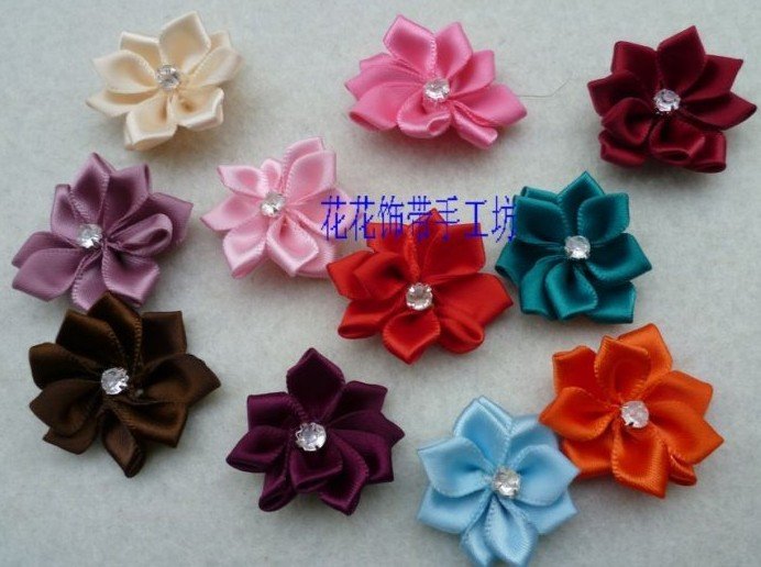 Wholesale 600pcs/lot mix color handmade 3 cm ribbon flower,lace flower,DIY flower,cloth paste decorative flower,christmas craft