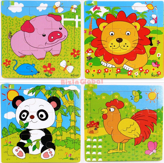 9PCS Carton Wood Puzzle Educational Toys For Kids Children New Hot Sale (3)