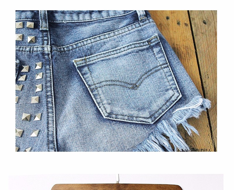 2015 Women\'s Fashion Brand Vintage Tassel Rivet Ripped Loose High Waisted Short Jeans Punk Sexy Hot Woman Denim Shorts Plus Size (11)