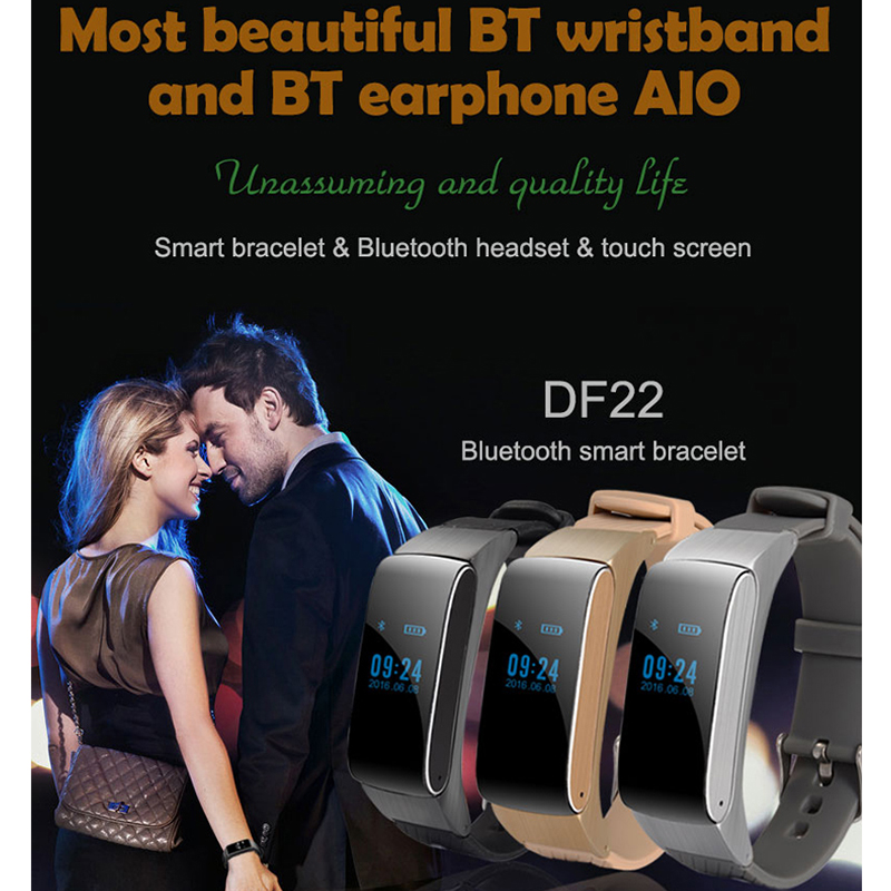 Business and Sports Bluetooth Smart Bracelet Watch Hot DF22 HiFi Sound Headset Digital Wrist Calories Pedometer For IOS Android