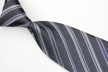 NT0444 Neo Gray Blue Strieped Ties Jacquard Woven Smooth Classic Silk Polyester Man s Casual Necktie
