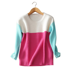 3 color contract pullovers O-neck three quarter sleeve sweater 100% pure cashmere warm autumn/winter thick knitting clothing