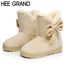 2015 recién llegado caliente de la venta mujeres botas Bowtie Solid Slip On Soft mujeres lindas botas de nieve ronda dedo del pie con zapatos de invierno XWX1385