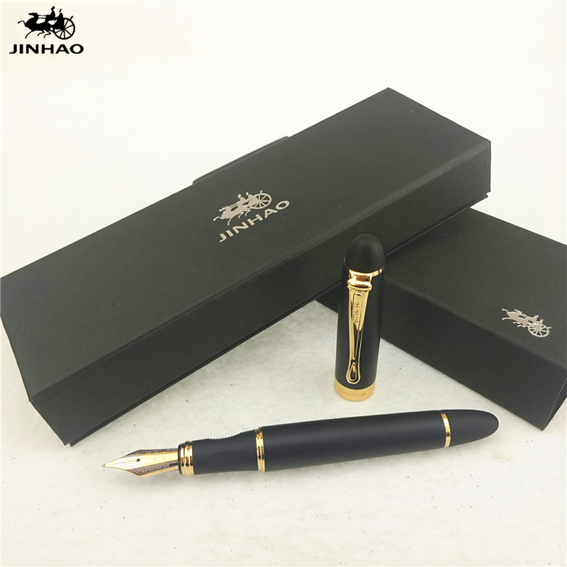 1pcs/lot Stationery Jinhao Fountain Pen X450 Matte Black Pens Gold Clip Canetas Jinhao Pen School Supplies Papelaria 14.3*1.3cm