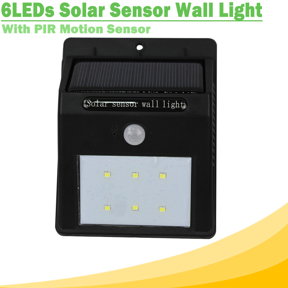 6 LED Solar Light Outdoor With PIR Motion Sensor Security Waterproof Solar Lamp For Garden Wall Balcony Porch Fence Outdoor