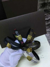 Free shipping leather classic pattern rose gold stainless steel leather bracelet bracelet Women color 18k gold titanium