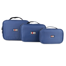 BUBM 3 Pics/Set Blue Functional Home Helper Fashion Electronics Cable Travel Insert Organizer Cosmetic Makeup Portable Handbag