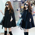 winter fashion loose wool coat collarless black shawl cape coat Casaco Feminino Manteau Femme Women Woolen