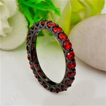 Ruby Jewelry Women Ring Size 6 7 8 9 10 Red Band 10KT Black Gold Filled