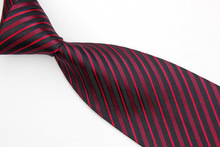 NT0600 Red Black Stripes Man s Woven Necktie New Classic Silk Polyester Party Business Casual Wedding