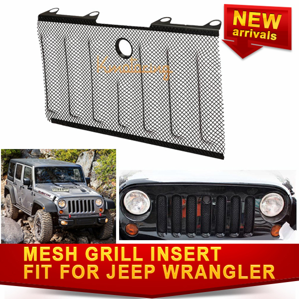 New Black Stainless Steel 3D Mesh Grille Insert With Lock Hole fit For Jeep Wrangler for JK 07-13 Engineer Cover free shipping