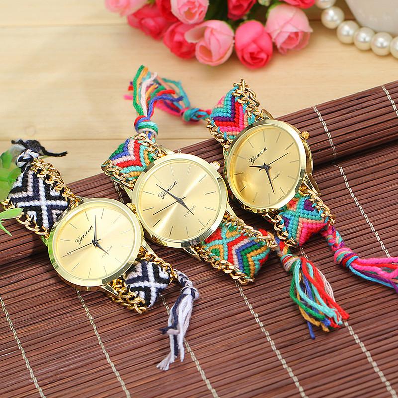 Гаджет  3 Colors Charming Braided Rope Bracelet Watches Hand Made Women Quartz  Watches None Часы