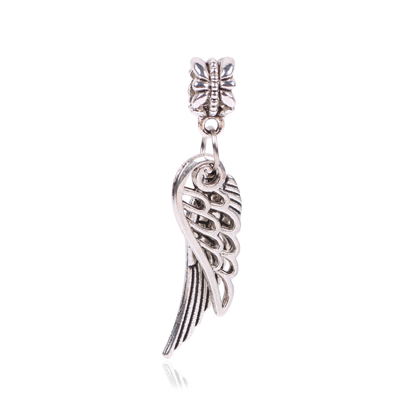 Free Shipping 1Pcs Silver Bead Charm European Silver with Angel wings