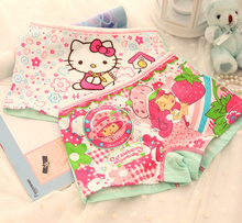 4pcs/lot girl underwear panties boxer hello kitty hot sale children pants kids wholesale high quality underware cartoon mix