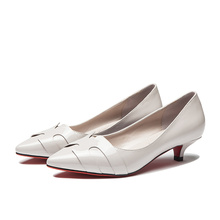 Women’s Pointed Toe Low Heel Comfort Slip-ons Pumps OL Style Heels Female Footwear Sexy Red Bottom Designer Ladies Elegant Shoes
