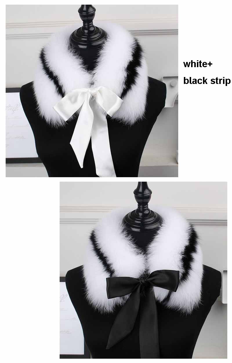 fox fur collar lace white+black