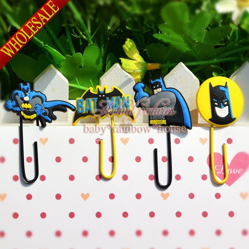 New coming 4pcs Batman Super Heros Bookmarks For Books Pages Holder,DIY Bookmarks,DIY Cartoon Paper Clips,Office School Supplies