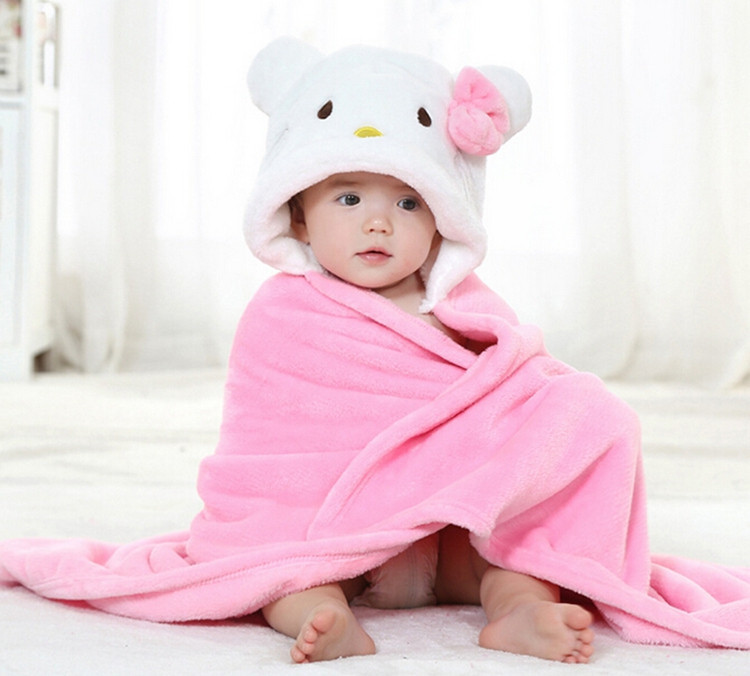 Cute Hello Kitty Baby Blanket Newborn Baby Wrap Swaddling Animals Duck Panda Rabbit Photography Blanket Winter Warm Quilt (2)