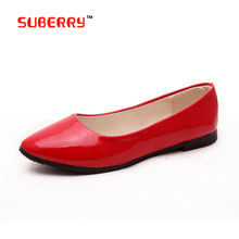 8 Colors 2016 Fashion Soft Shoes For Female Women Flat Round Toe Daily Casual Shoe Plus Size 40 Patent Leather Women Flat Shoes