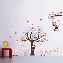 Jungle Zoo With Owl Monkey Wall Decal Wallpaper For Kid Room