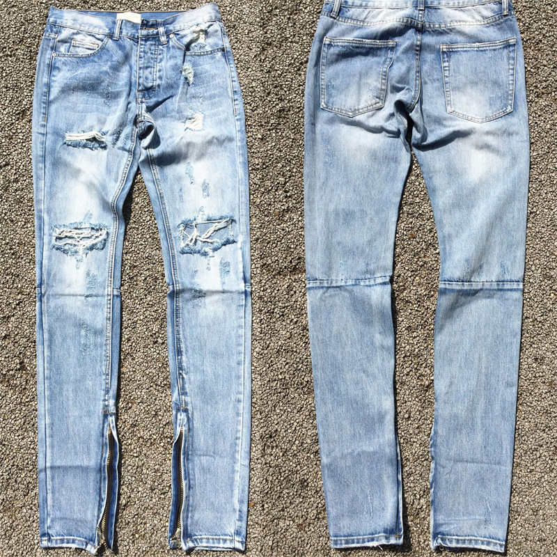 Best version fear of god FOG men Selvedge zipper destroyed skinny slim fit justin bieber Vintage