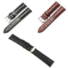 Unique Genuine Leather Strap Steel Buckle Wrist Watch Band Soft 18 24mm