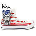 Wen Design Custom Hand Painted Shoes American Flag Eagle Statue of Liberty Men Women s High