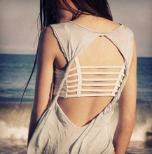 Fashion Hot Women Sexy Strap Tank Tops Summer 2015 Backless Vest Shirt Camis Solid Color Hollow