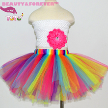 fluffy tutu skirt 1-8 years Colorful rainbow tulle skirt girl fluorescence blue hot pink orange purple girls tutu skirts